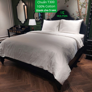 Bộ Chăn Ga Gối Trắng Trơn 100% Cotton T300 Chuyên Dùng cho khách sạn 5 sao
