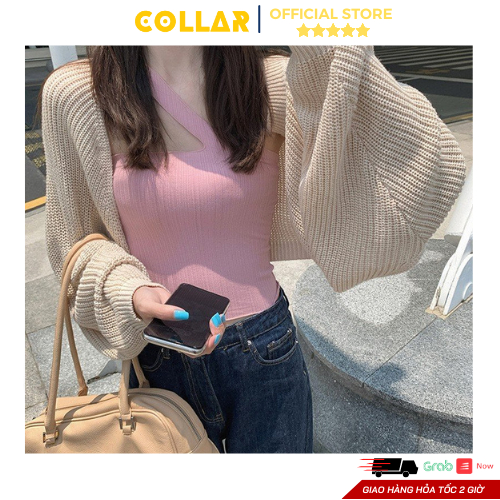 Áo khoác cardigan len nửa người COLLAR, áo croptop dài tay chống nắng dáng ôm tôn dáng phong cách ulzzang nữ tính Hàn Qu