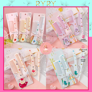 Lược chải tóc, set lược chải tóc 2 món xinh xắn màu sắc ngọt ngào