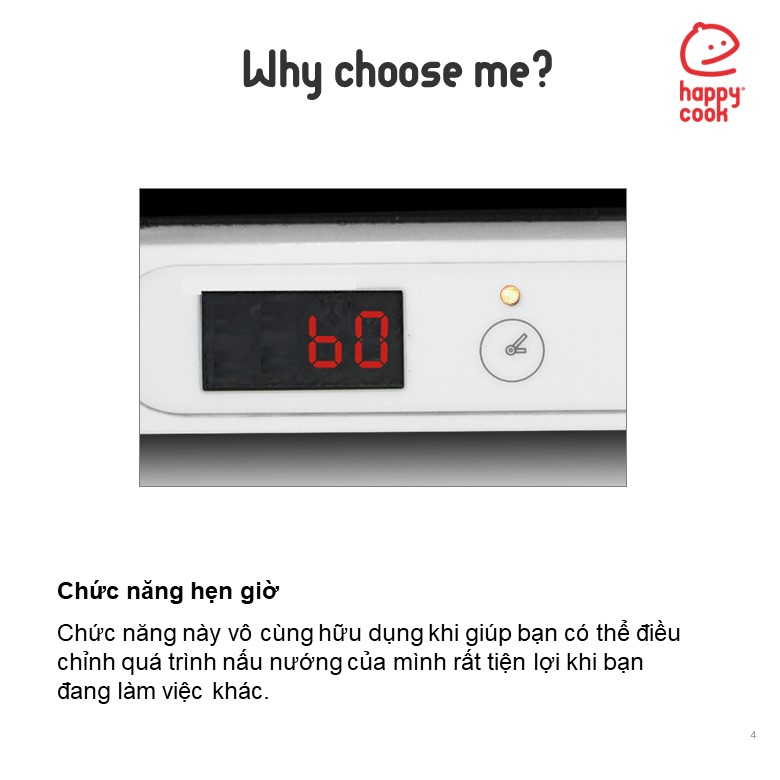 Bếp từ đơn Happy Cook 2000W HSI-200KS - Hàng Chính Hãng - Bảo Hành 12 Tháng