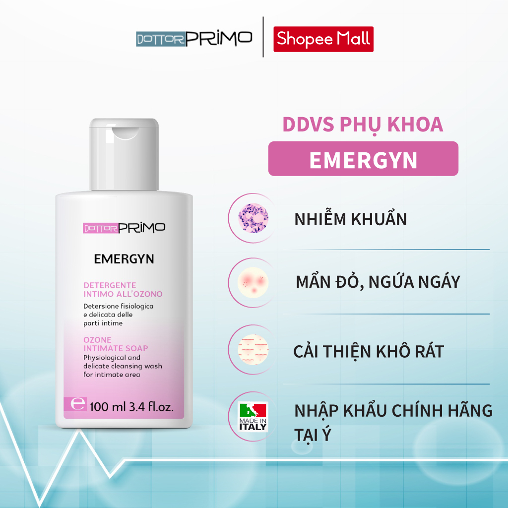 Dung Dịch Vệ Sinh Cho Người Bị Viêm Nhiễm Phụ Khoa DottorPrimo Emergyn (Chai 100ml)