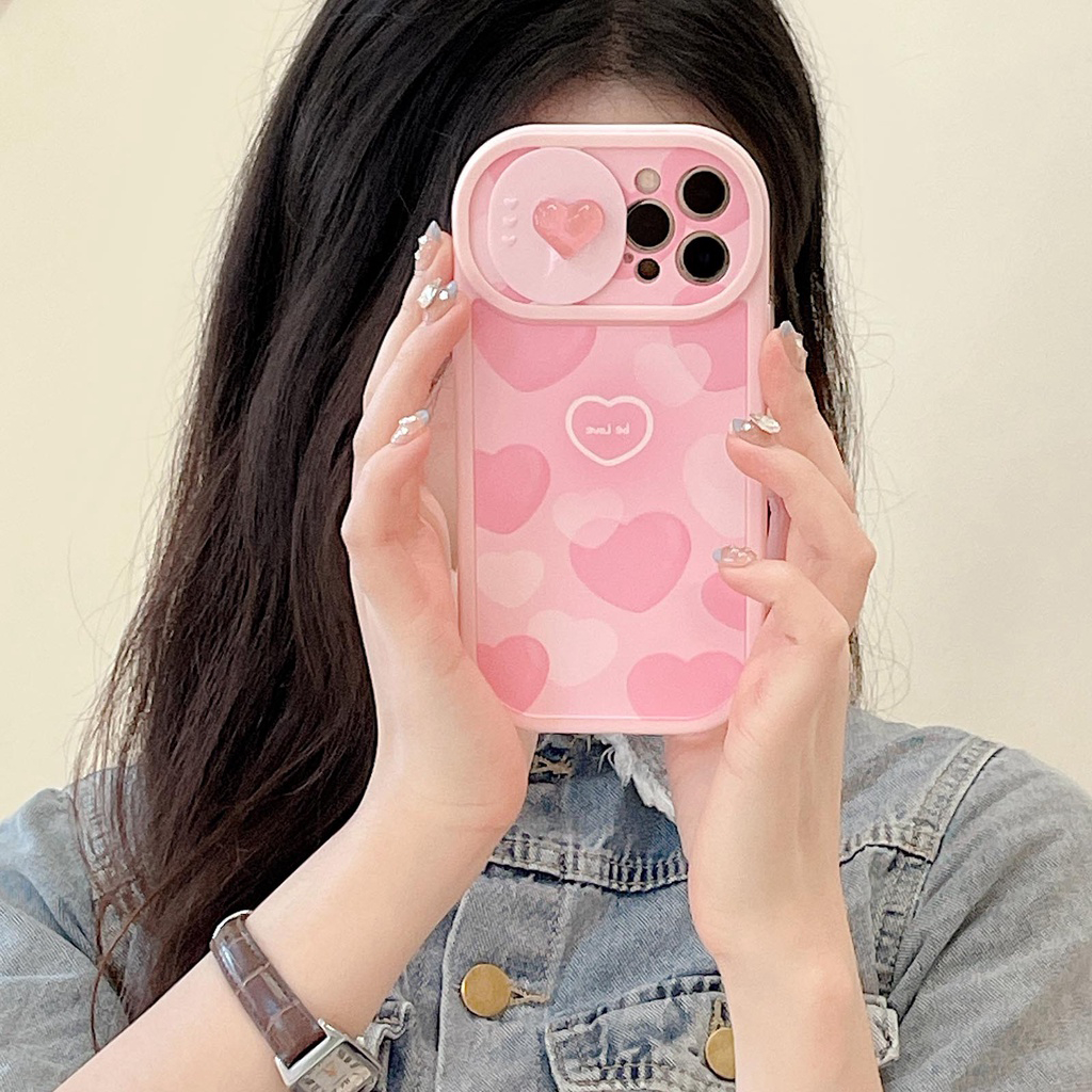 Ốp Điện Thoại Chống Sốc Có Nắp Trượt Bảo Vệ Camera Trái Tim Gắn Charm Cho Iphone 6 7 8 plus x xsmax 11 12 13 14 xx1536