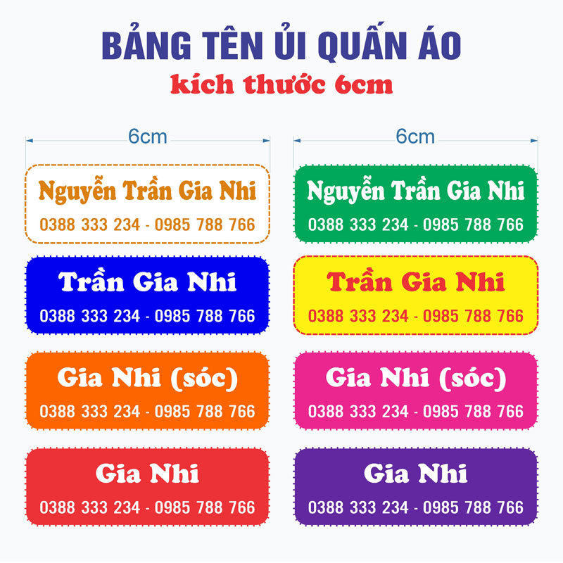 Miếng dán ủi bảng tên lên quần áo cho bé đi học , phân biệt đồ giữa các trẻ , dễ dàng tự in tại nhà bằng bàn ủi