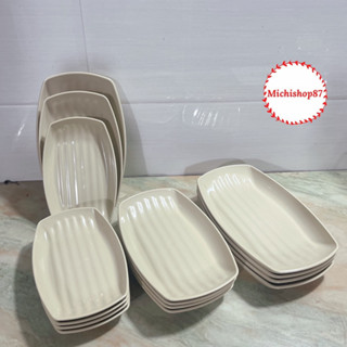  Đĩa nhựa phíp chữ nhật 4 size đựng món chiên rán xào chịu nhiệt tốt Đĩa nhựa phíp thuyền kiểu dáng mới loại dày đẹp 