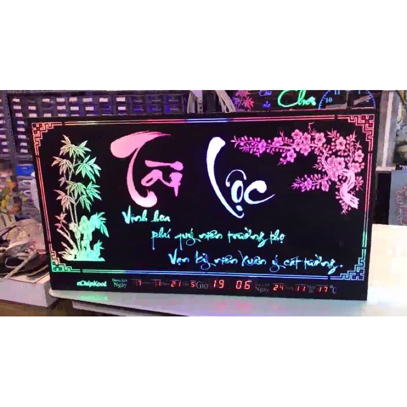 Đồng hồ led lịch vạn niên tranh đổi màu Tài Lộc