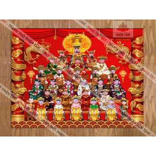 Tranh Tứ Phủ Công Đồng 3D (không khung) size nhỏ chất liệu vải phủ bóng cao cấp dày dặn