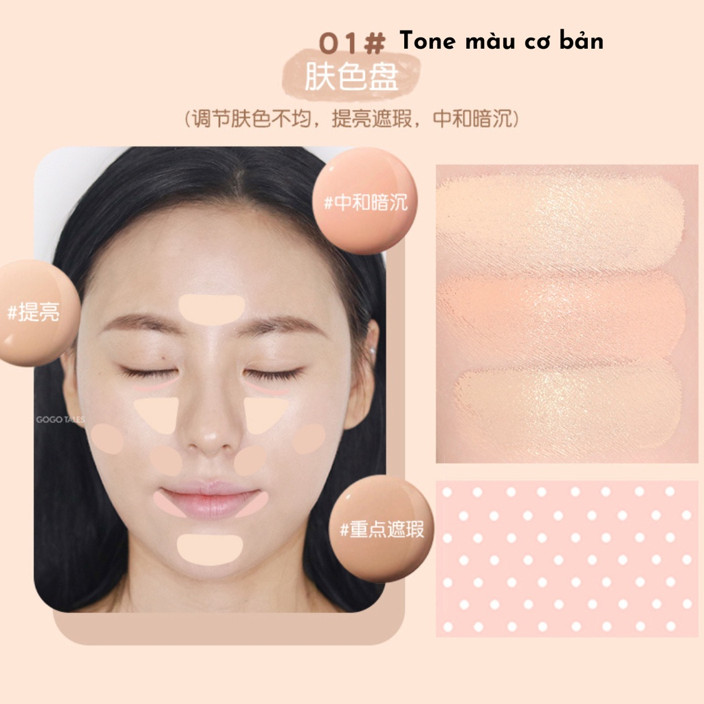 Kem Che khuyết điểm 3 màu nội địa trung GOGO TALES Light Coke Silk Moisten chính hãng, mỏng nhẹ bám dính tốt GT470