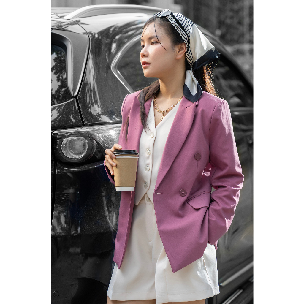 [Chiết eo] - Áo blazer nữ áo vest dài tay màu hồng | BigBuy360 - bigbuy360.vn