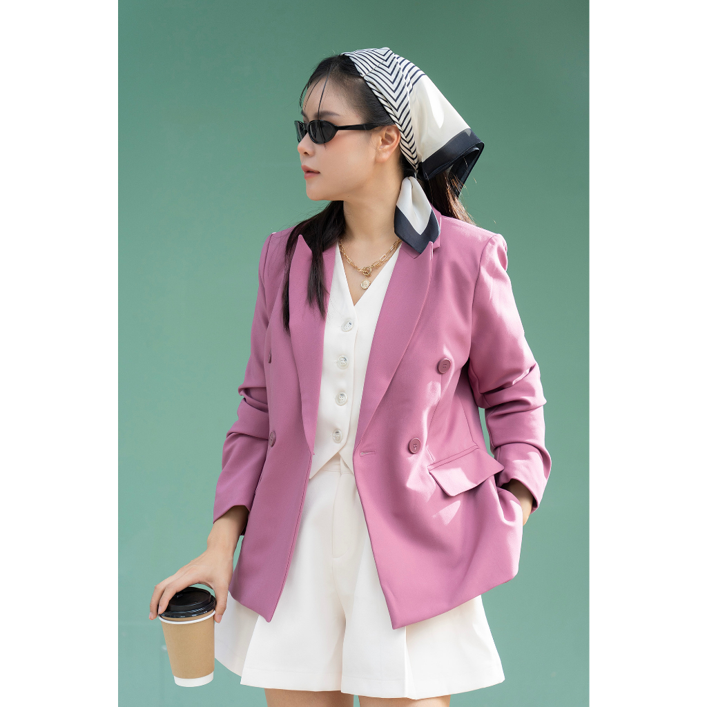 [Chiết eo] - Áo blazer nữ áo vest dài tay màu hồng | BigBuy360 - bigbuy360.vn