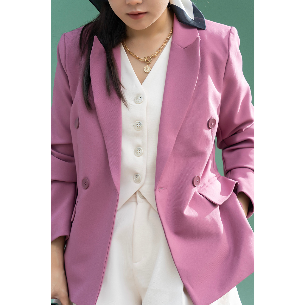 [Chiết eo] - Áo blazer nữ áo vest dài tay màu hồng | BigBuy360 - bigbuy360.vn