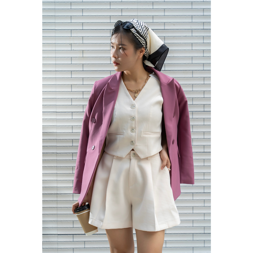 [Chiết eo] - Áo blazer nữ áo vest dài tay màu hồng | BigBuy360 - bigbuy360.vn