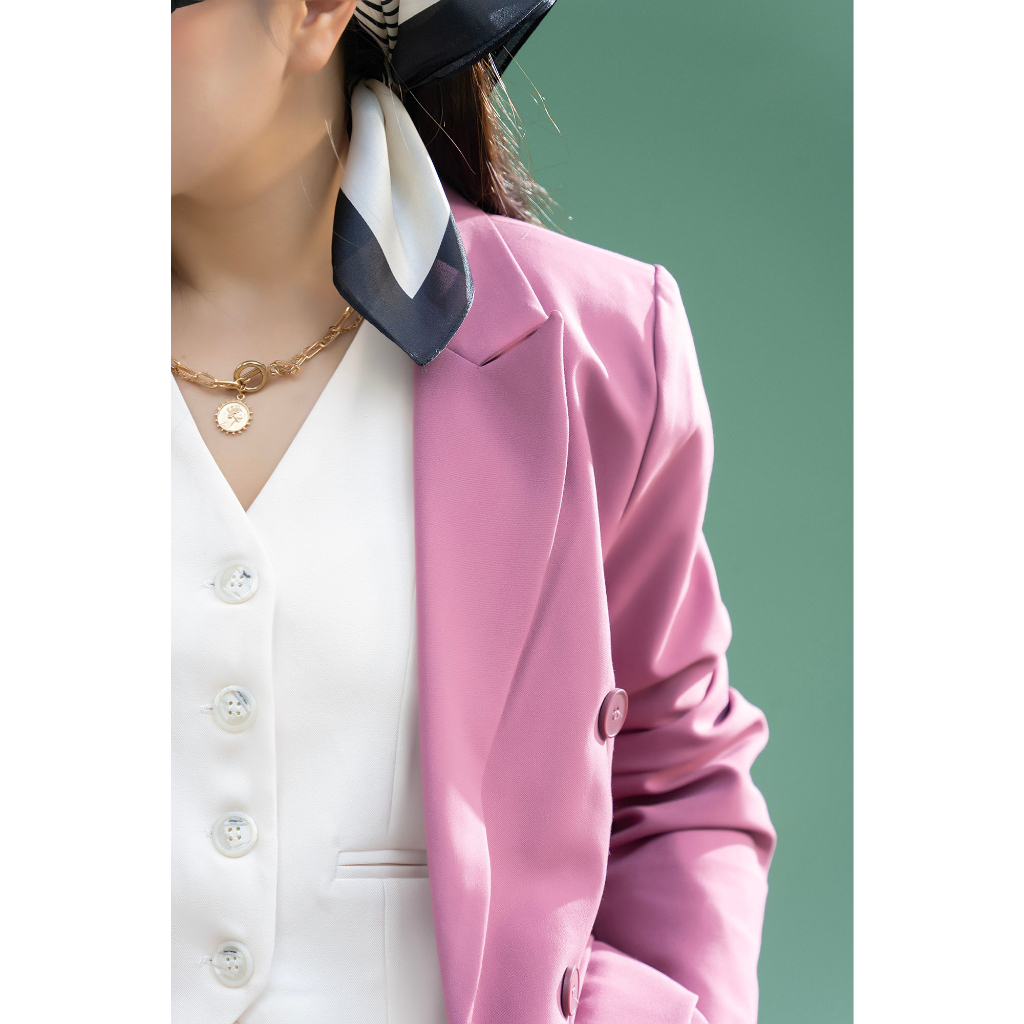 [Chiết eo] - Áo blazer nữ áo vest dài tay màu hồng | BigBuy360 - bigbuy360.vn