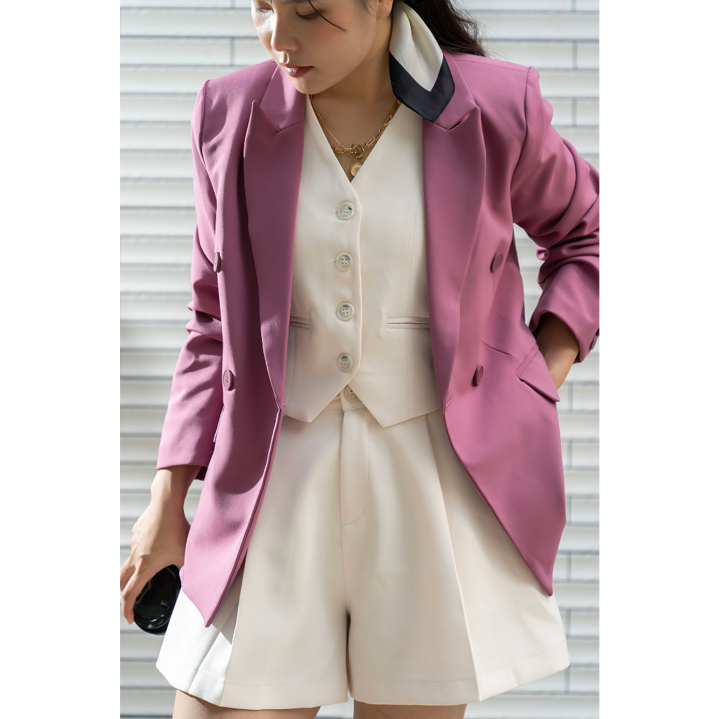 [Chiết eo] - Áo blazer nữ áo vest dài tay màu hồng | BigBuy360 - bigbuy360.vn