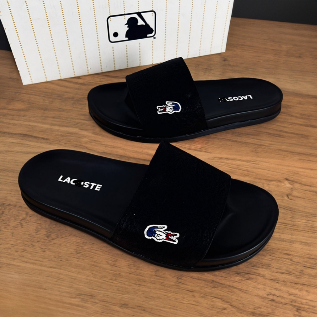 Dép Nam Quai Ngang Lacote Cá Sấu Thêu Thời Trang Bản Đế Su Đúc Đi Êm, Độ Bền Cao, Mặt Sau Chống Trơn Trượt