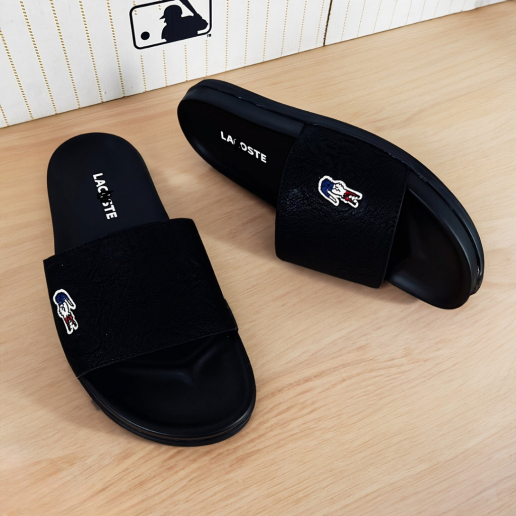 Dép Nam Quai Ngang Lacote Cá Sấu Thêu Thời Trang Bản Đế Su Đúc Đi Êm, Độ Bền Cao, Mặt Sau Chống Trơn Trượt