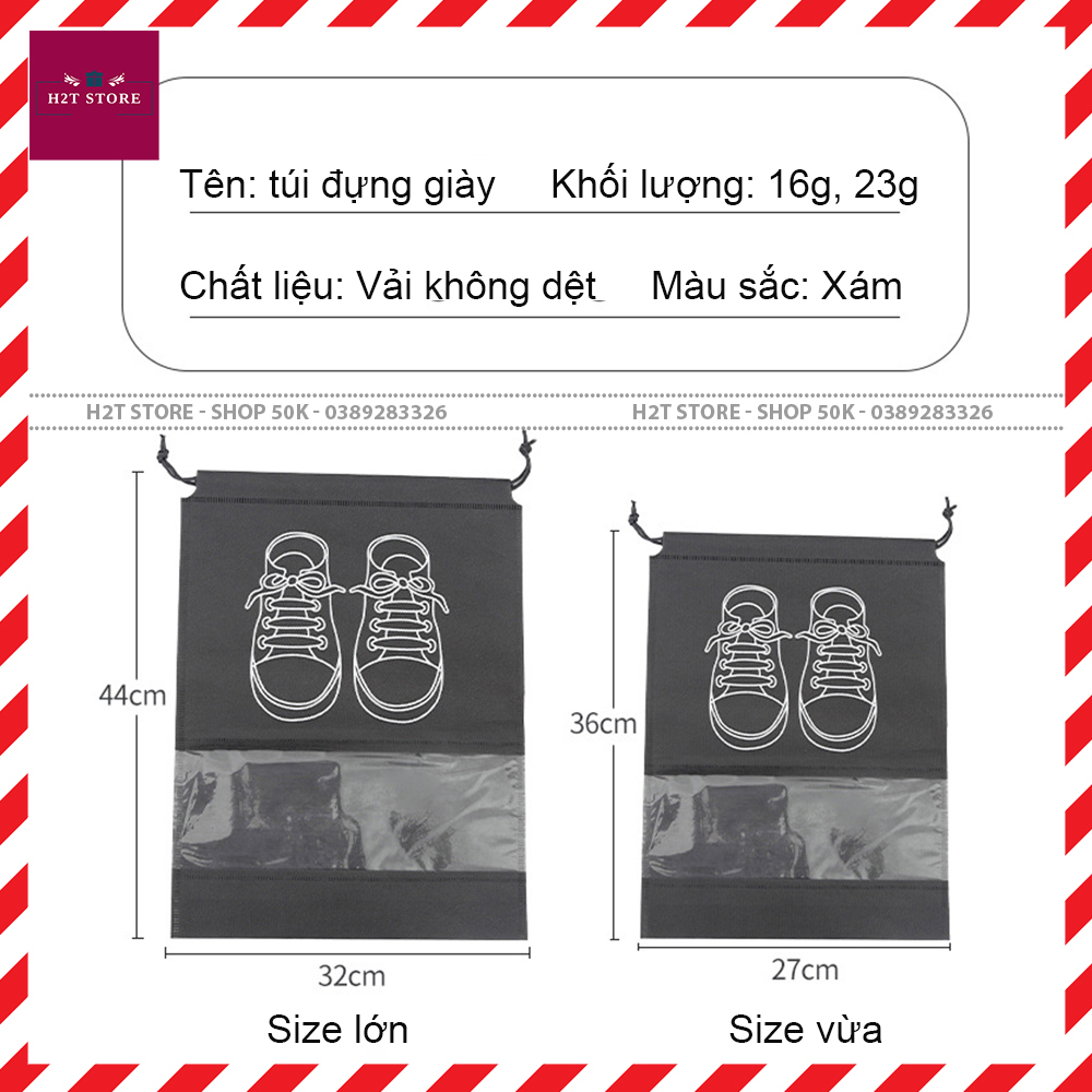 Túi vải, túi đựng giày dép dây rút chống bẩn, không thấm nước size lớn