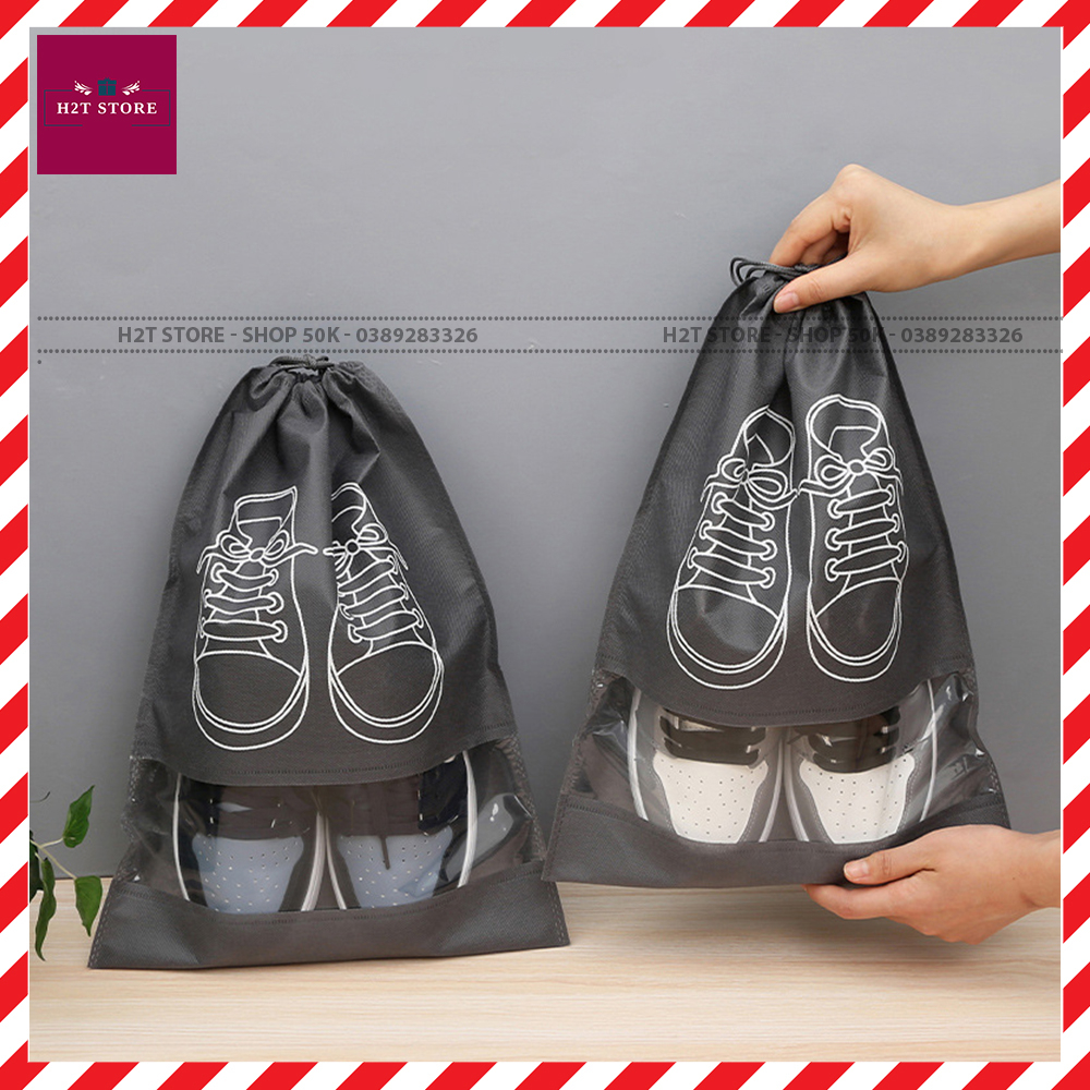 Túi vải, túi đựng giày dép dây rút chống bẩn, không thấm nước size lớn