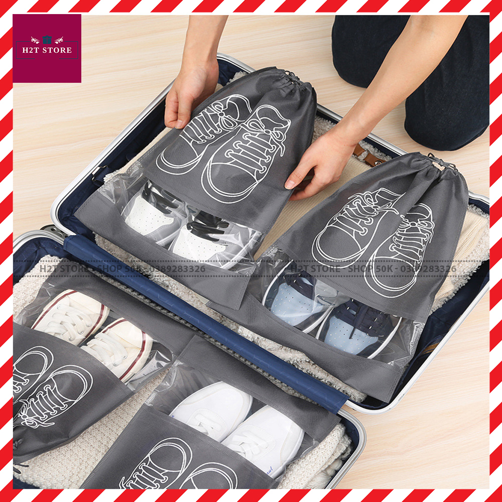 Túi vải, túi đựng giày dép dây rút chống bẩn, không thấm nước size lớn