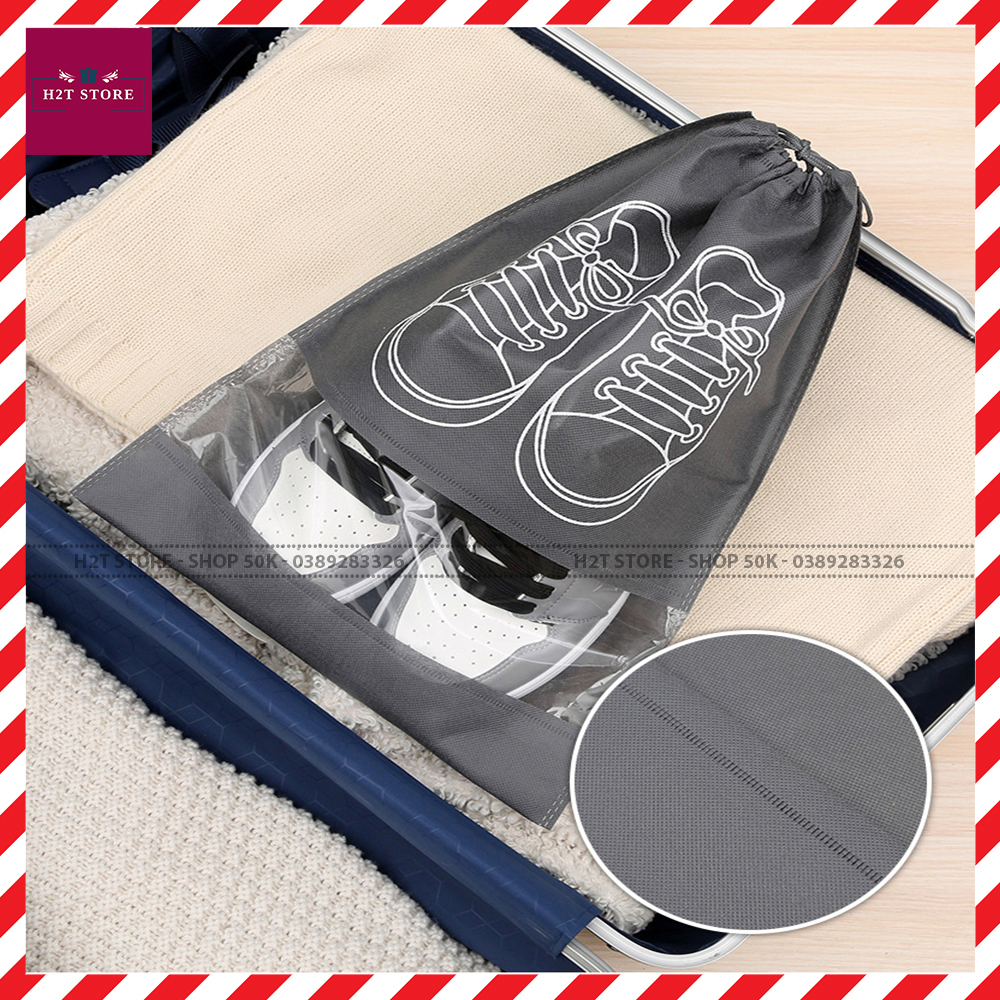 Túi vải, túi đựng giày dép dây rút chống bẩn, không thấm nước size lớn