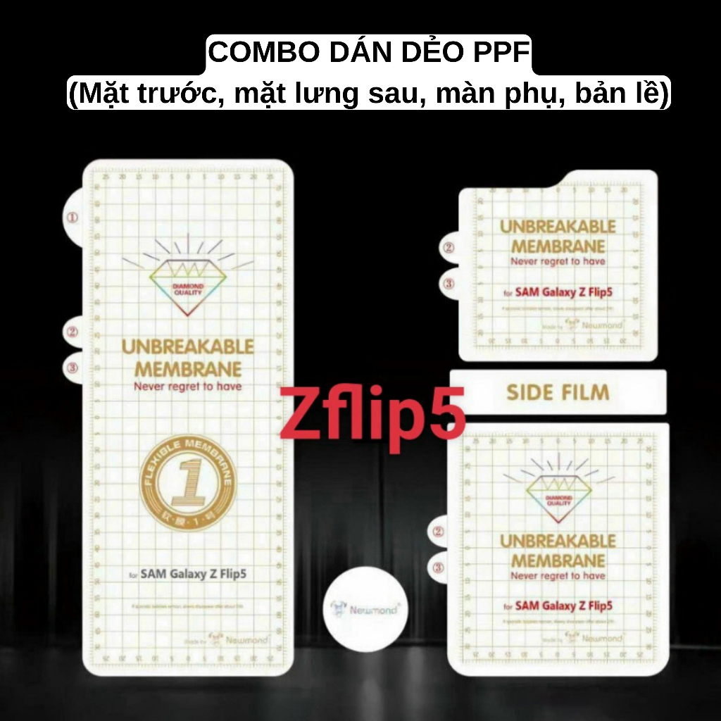 Combo dán màn hình Samsung Z Flip3 Z Flip4 Z Flip5 Miếng dán film PPF dẻo toàn thân video hướng dẫn Z Flip 3 4/ ZFlip5