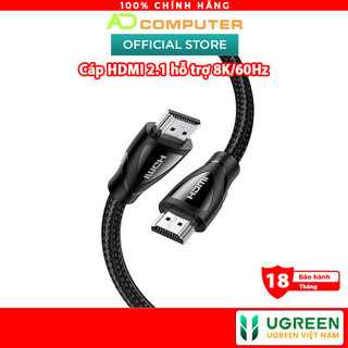 Cáp hdmi 2.1 hỗ trợ 8k/60hz dài 1-3m ugreen hd140 - hàng phân phối chính hãng - bảo hành 18 tháng