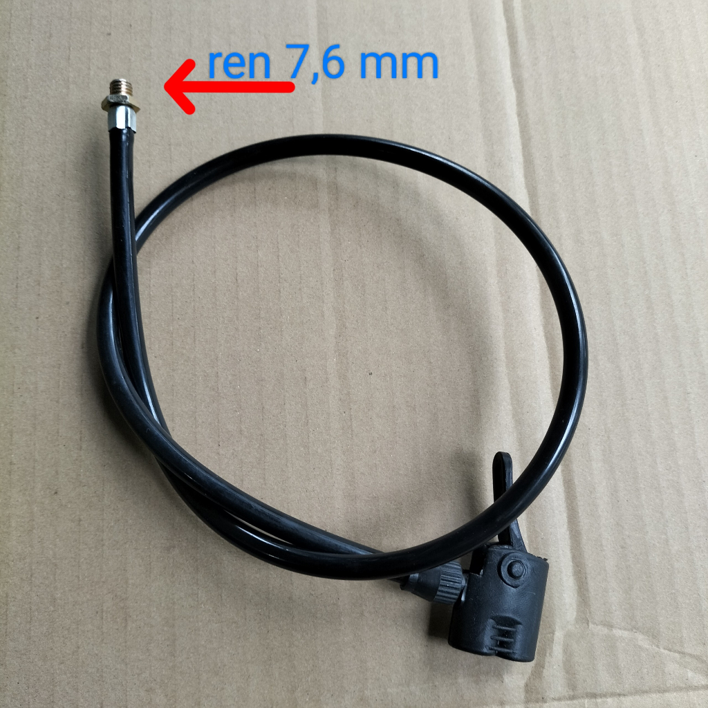 Dây bơm lốp xe đạp xe máy có đầu kẹp van bơm ren ngoài kim loại 7.6mm