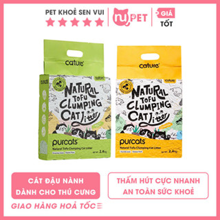 Cát vệ sinh đậu nành cho mèo Tofu Cature Purcats 6L 2.4kg