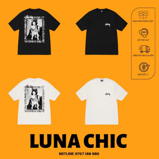 Áo Thun Stussy in hoạ tiết chó đeo dây chuyền cotton 2 chiều nhiều mẫu hottrend vải 100% cotton