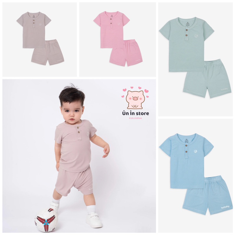 Bubaby Bộ ngắn tay cổ tròn bổ nẹp - Molist BMD130404