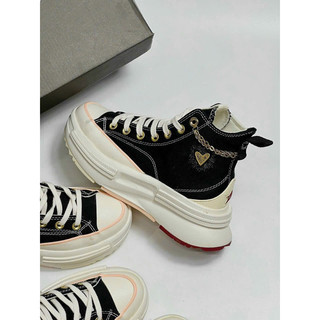 Giày Converse run star Legacy CX dây chuyền vàng Valentine 2023, converse cao cổ màu đen dành cho nam nữ