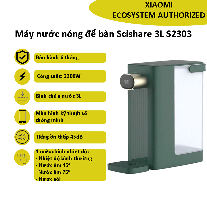 Máy nước nóng để bàn Xiaomi SCISHARE 3.0L S2303 - Shop MI Ecosystem Authorized