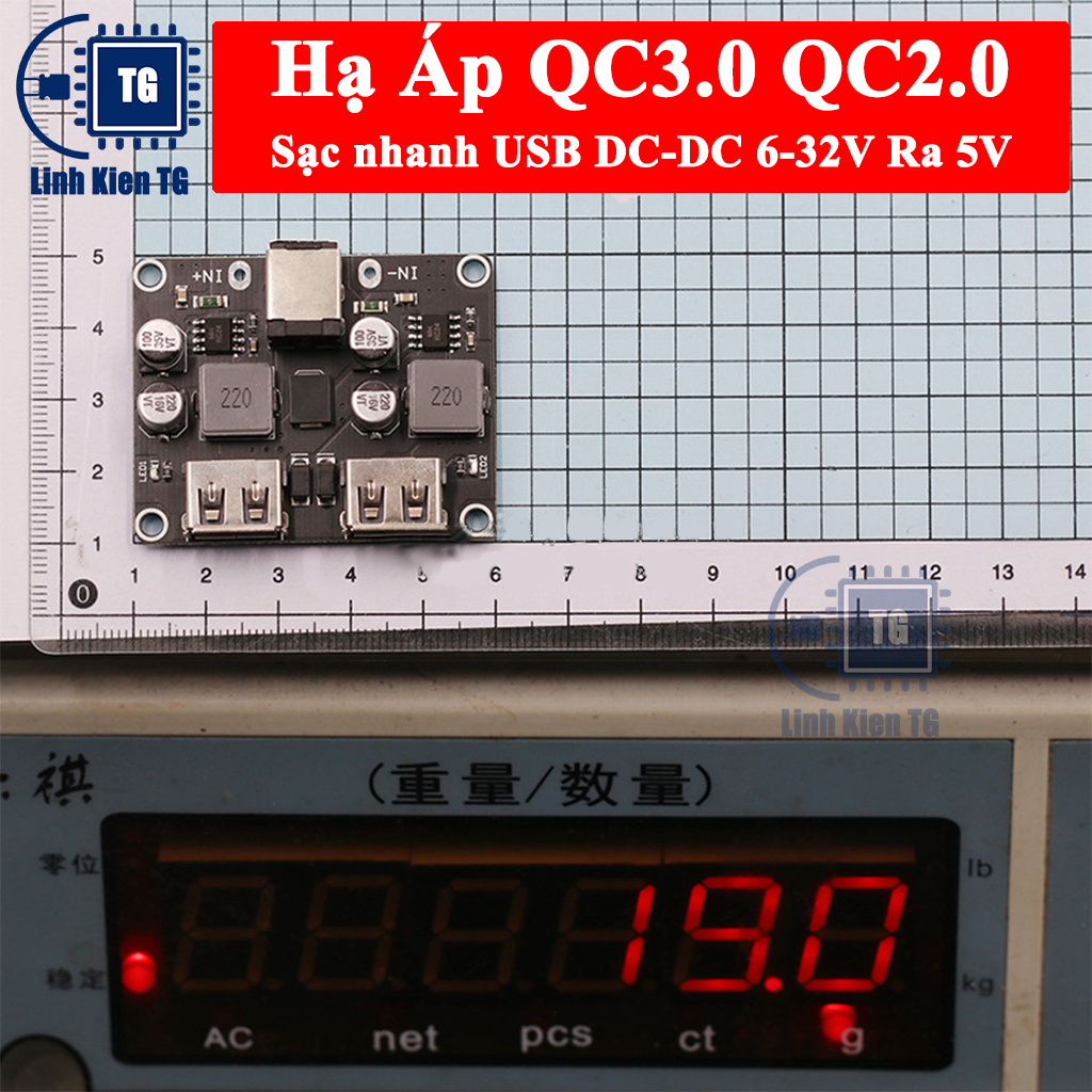 Mô Đun Hạ Áp QC3.0 QC2.0 Sạc nhanh USB DC-DC 6-32V Đầu ra 5V