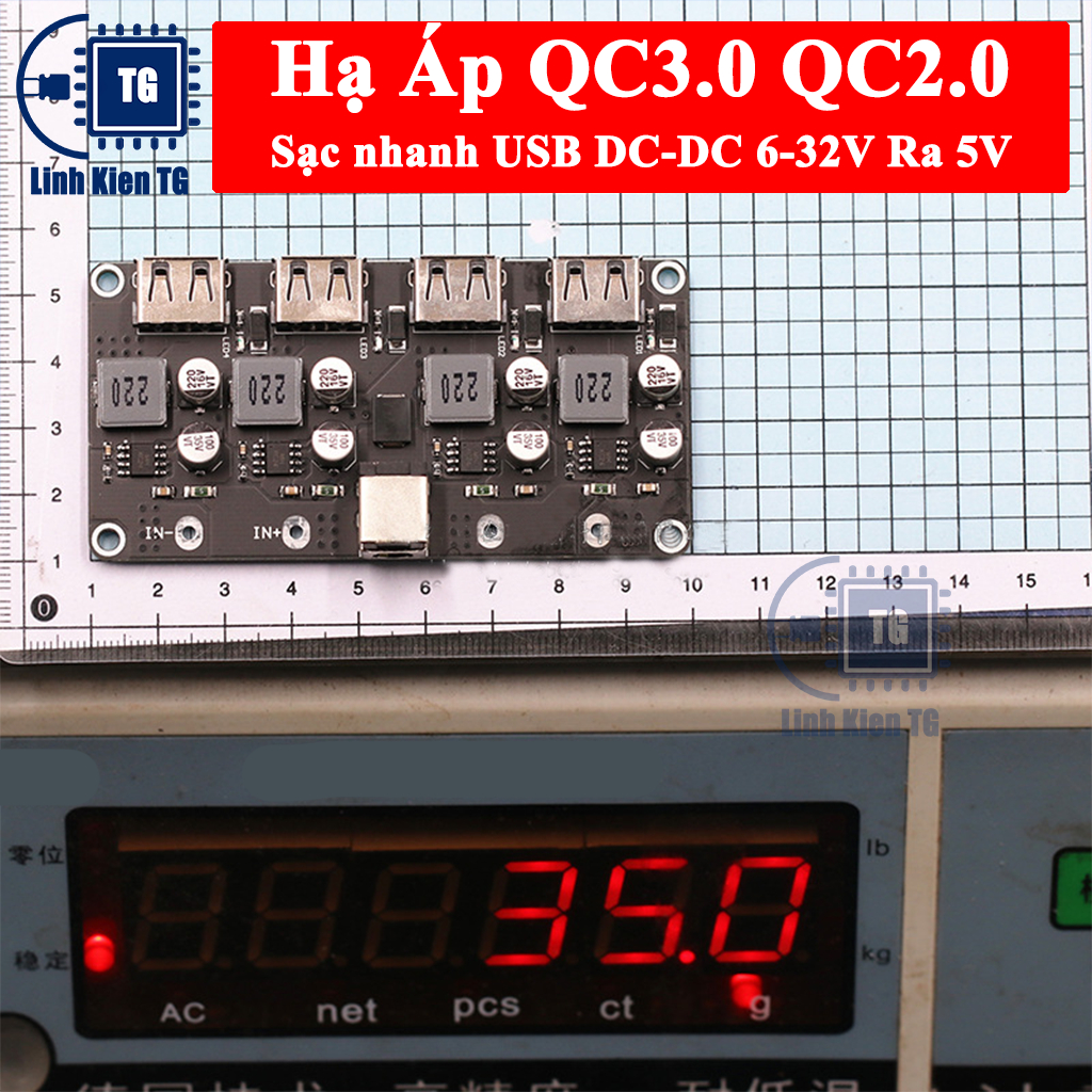 Mô Đun Hạ Áp QC3.0 QC2.0 Sạc nhanh USB DC-DC 6-32V Đầu ra 5V
