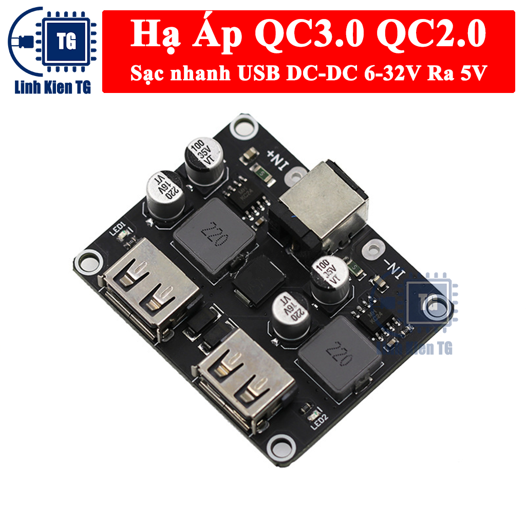 Mô Đun Hạ Áp QC3.0 QC2.0 Sạc nhanh USB DC-DC 6-32V Đầu ra 5V