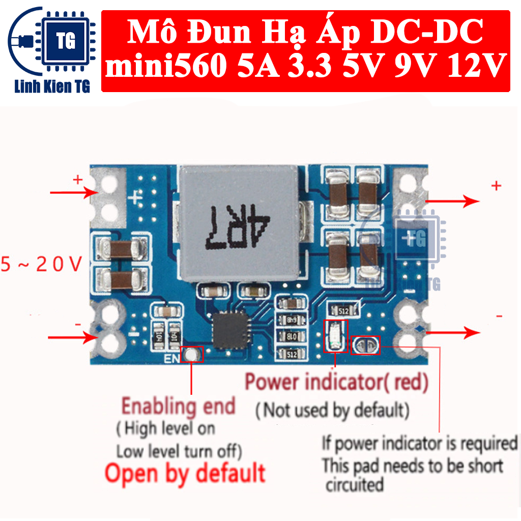 Mô Đun Hạ Áp DC-DC mini560 5A Đầu ra 3.3 5V 9V 12V