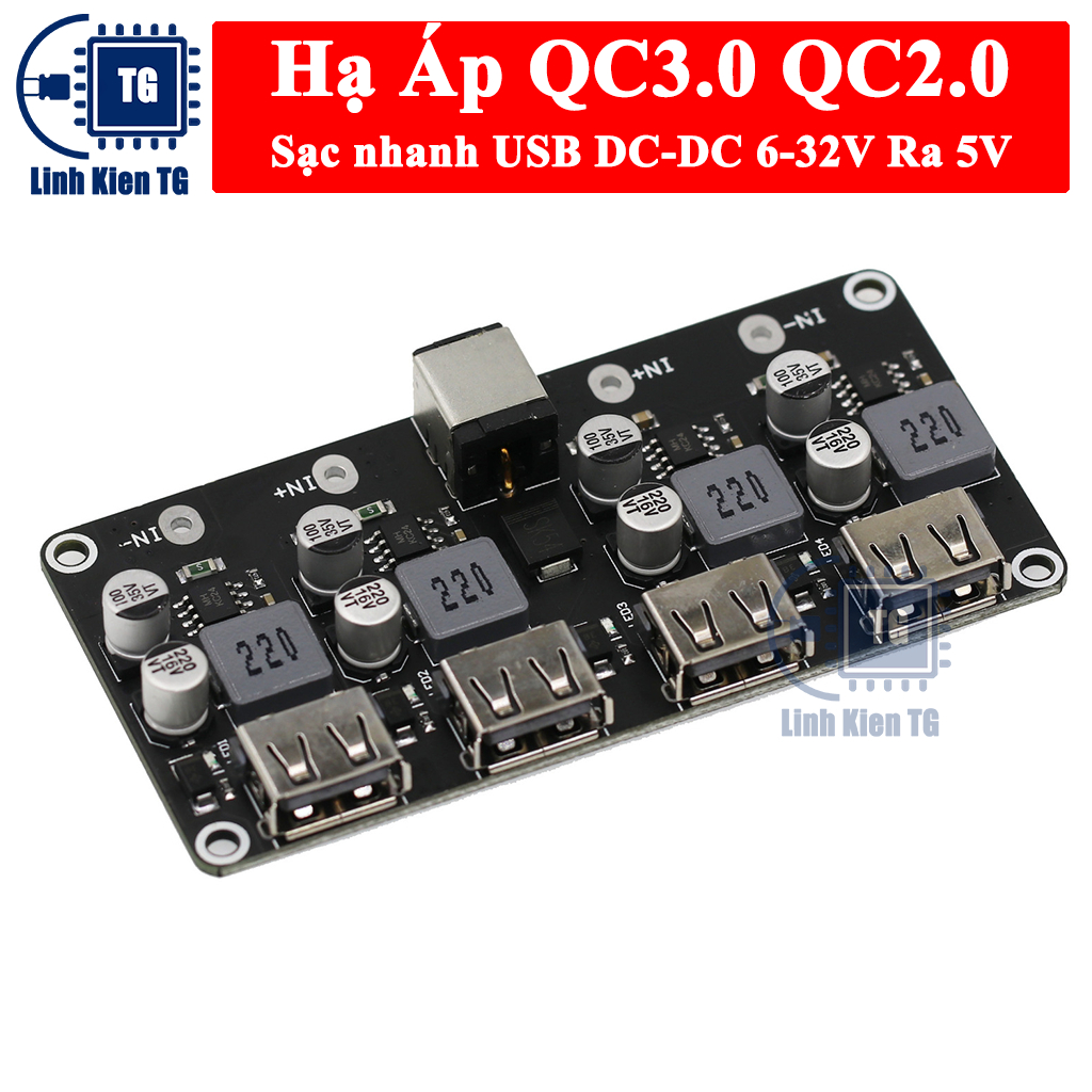 Mô Đun Hạ Áp QC3.0 QC2.0 Sạc nhanh USB DC-DC 6-32V Đầu ra 5V