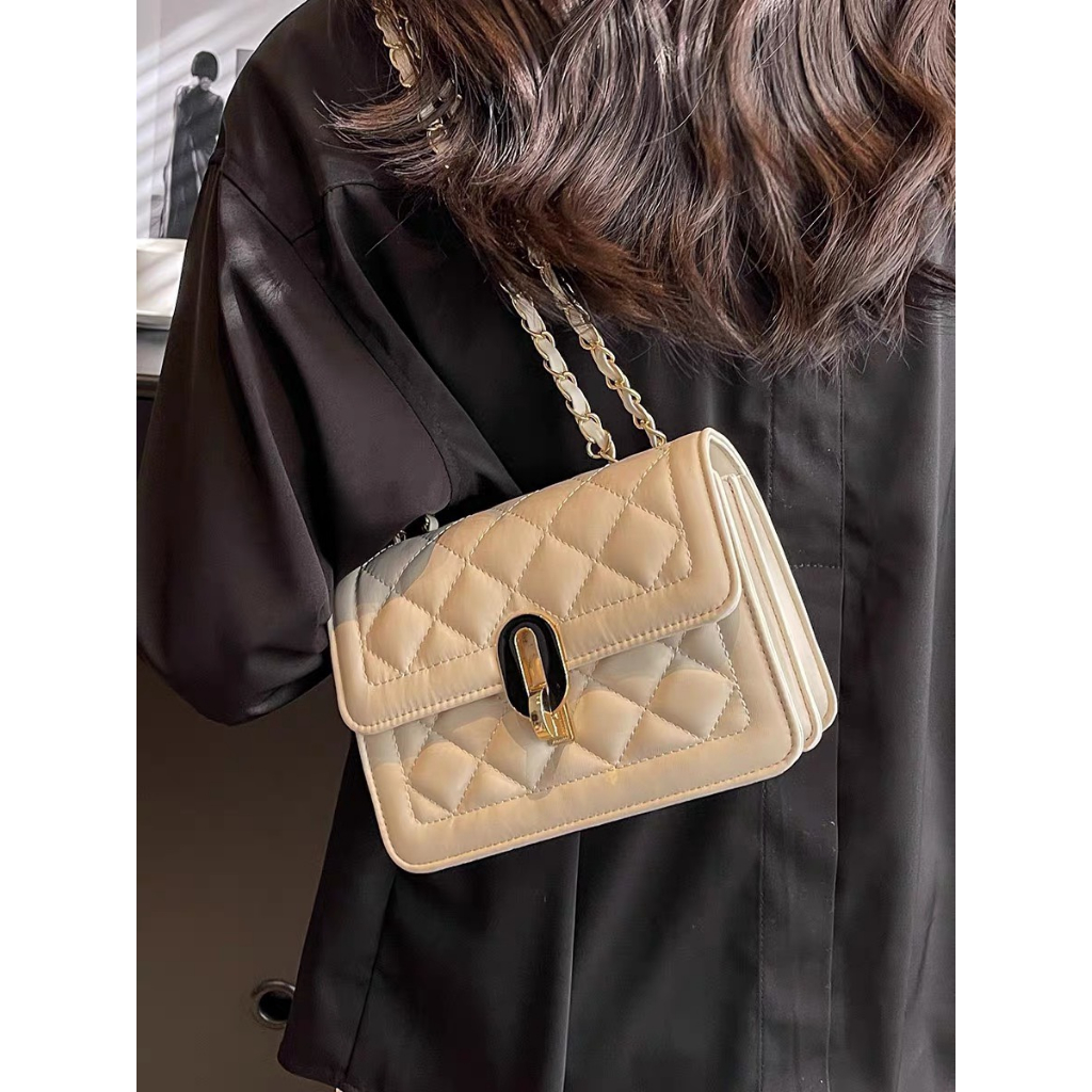 Túi đeo chéo nữ, túi đeo vai đẹp đi chơi thêu chỉ ô trám dáng basic PK 500