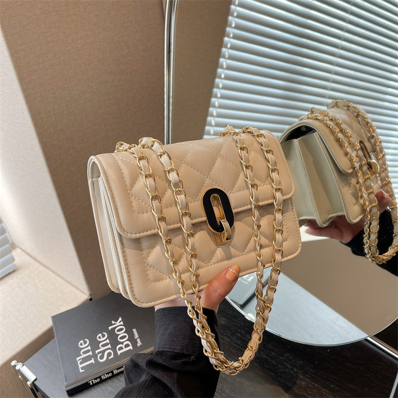 Túi đeo chéo nữ, túi đeo vai đẹp đi chơi thêu chỉ ô trám dáng basic PK 500