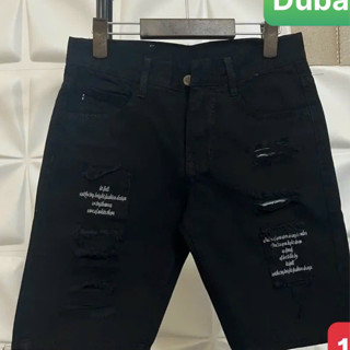 QUẦN JEAN NAM, QUẦN SỌT ĐEN TRẮNG LỬNG THÊU CHỮ WASH RÁCH CHUẨN SOÁI KA HOT TREND - DUBATI FASHION