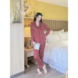 Bộ mặc nhà lụa Sam luxury, pijama dài tay lụa cao cấp