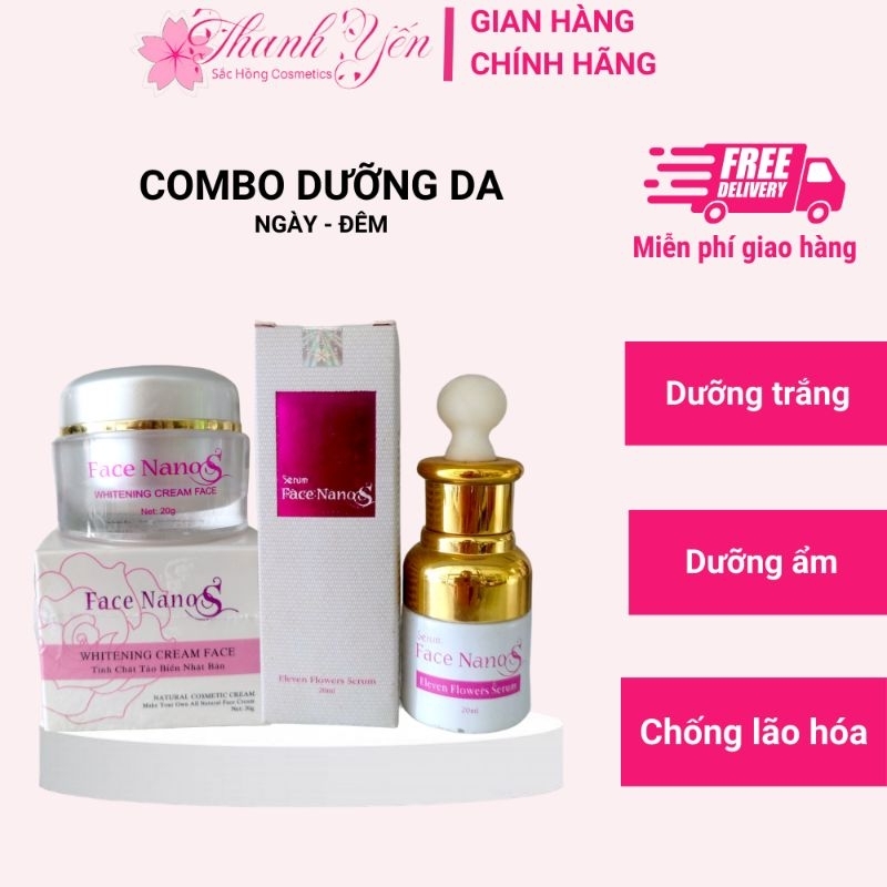 Combo ngày + đêm, serum dưỡng ẩm da mặt Nano S Sắc Hồng, serum dưỡng face trắng da - Thanh Yến