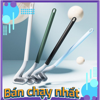 Bàn chải vệ sinh toilet cán dài cong silicon, dụng cụ cọ rửa nhà tắm, nhà vệ sinh, chà toilet thiết kế tiện dụng
