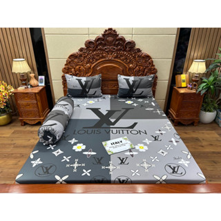 Mẫu LV . Bộ chăn ga gối thun lạnh lụa italy
