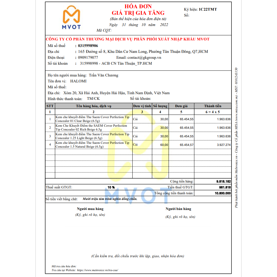 Kem che khuyết điểm The Seam Cover Perfection Tip Concealer Spf28 PA++ 6,5g
