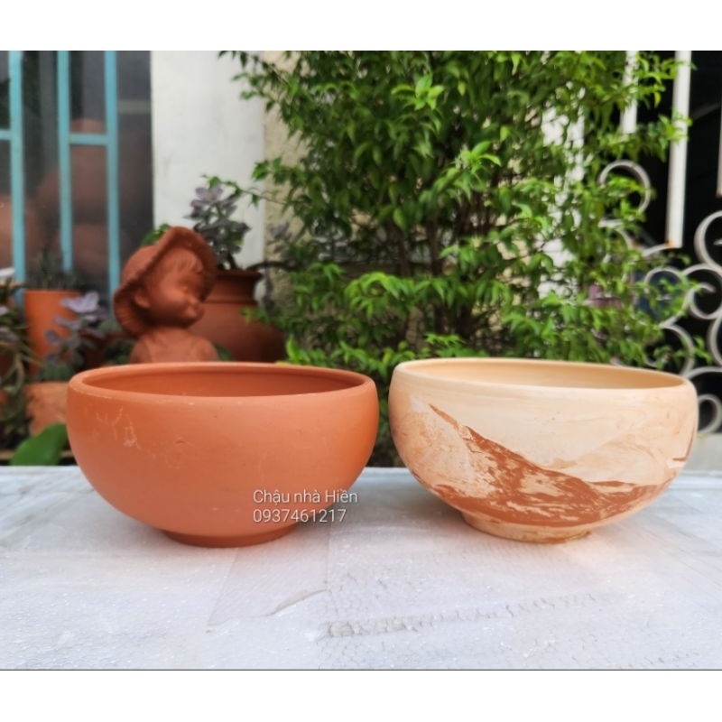 Chậu đất nung - chậu tô tròn miệng 16 x cao 9.5