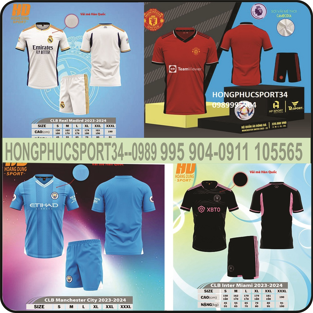Áo đá bóng CÁC CÂU LẠC BỘ nhiều mẫu mới