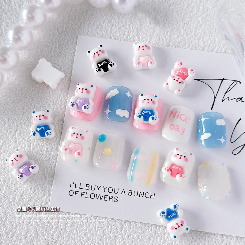 Charm gấu kute trang trí móng-gấu nhựa mới -set 5 con