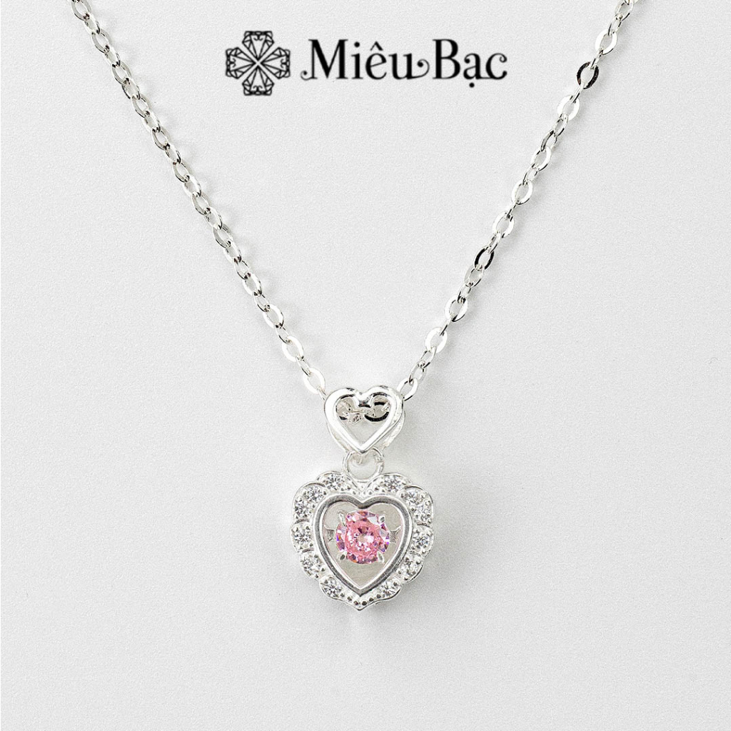 Dây chuyền bạc nữ Miêu Bạc vòng cổ trái tim đính đá chất liệu bạc S925 thời trang phụ kiện trang sức MD65