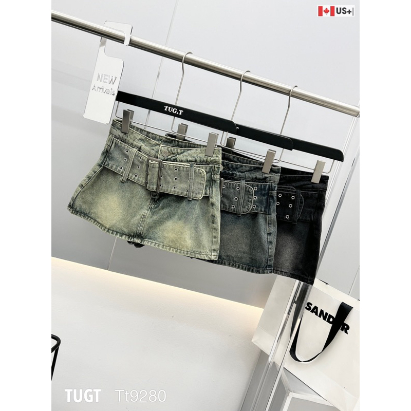 Chân váy jeans nữ dáng chữ A phối betl to hàng chuẩn QC loại 1 ảnh thật - sẵn