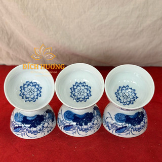 Bát Cơm Thờ, Chén Cúng Cơm Men Lam Gốm Sứ Bát Tràng Cao Cấp